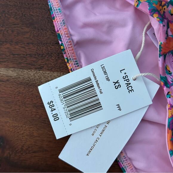 L*Space Camacho Bikini Bottom‎ Swim Floral Pink Positively Poppies NWT Size XS - Picture 2 of 6